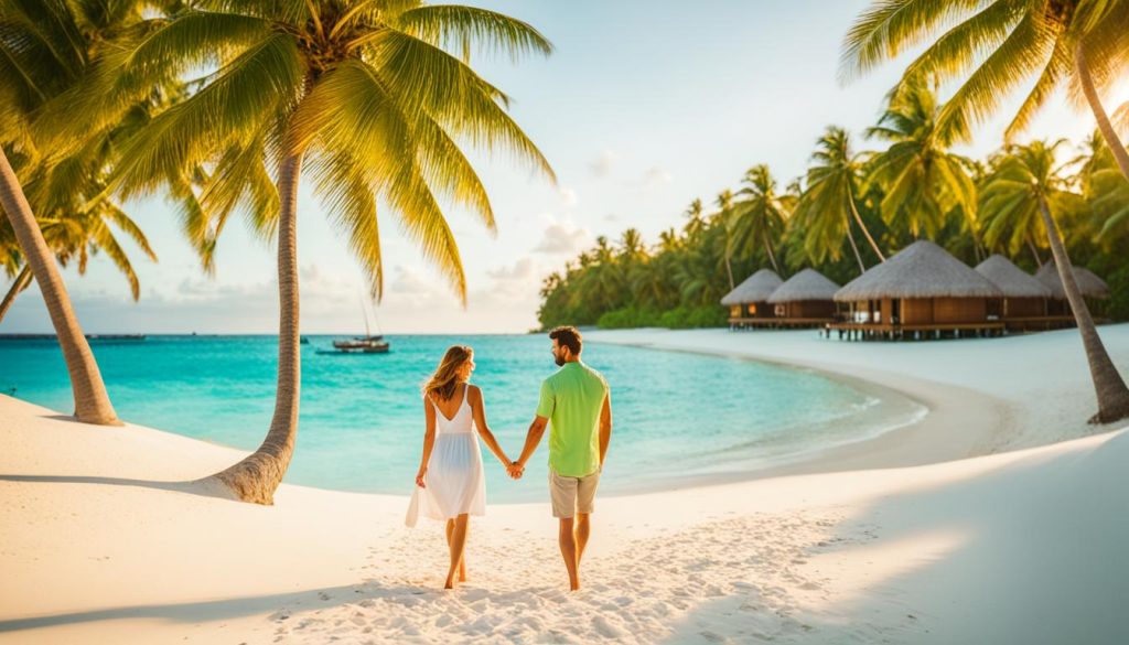 maldives couple beach vacation