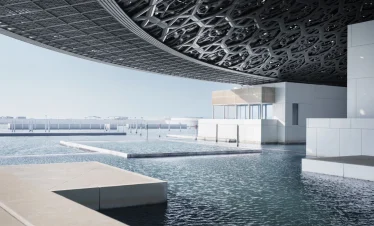 Louvre museum Abu Dhabi with tabby or tamara