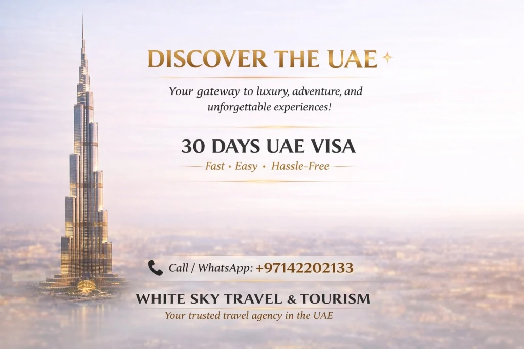 UAE Travel Agent for Visa, Flights and Hotel 2 30 days uae visa from white sky travel