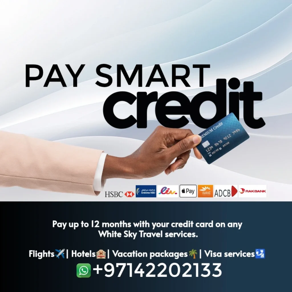 Dubai Travel services in Installments with a UAE Credit card 3 pay smart credit up to 12 months