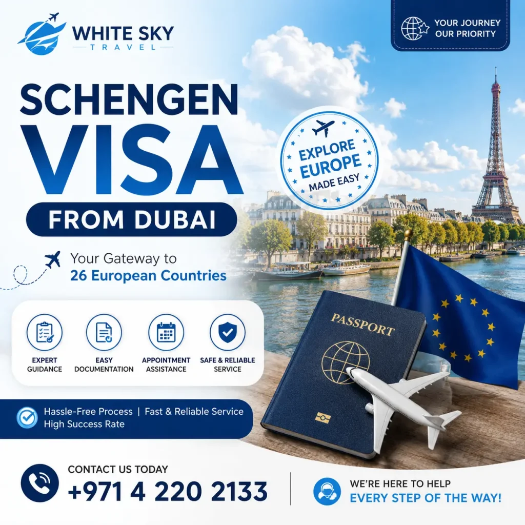 Schengen Visa from Dubai 3 schengen visa from dubai white sky travel