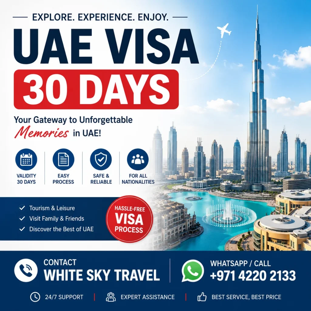 How to Strengthen Your UAE Visit Visa Application 2 UAE visa 30 days single entry and multiple entry with white sky travel