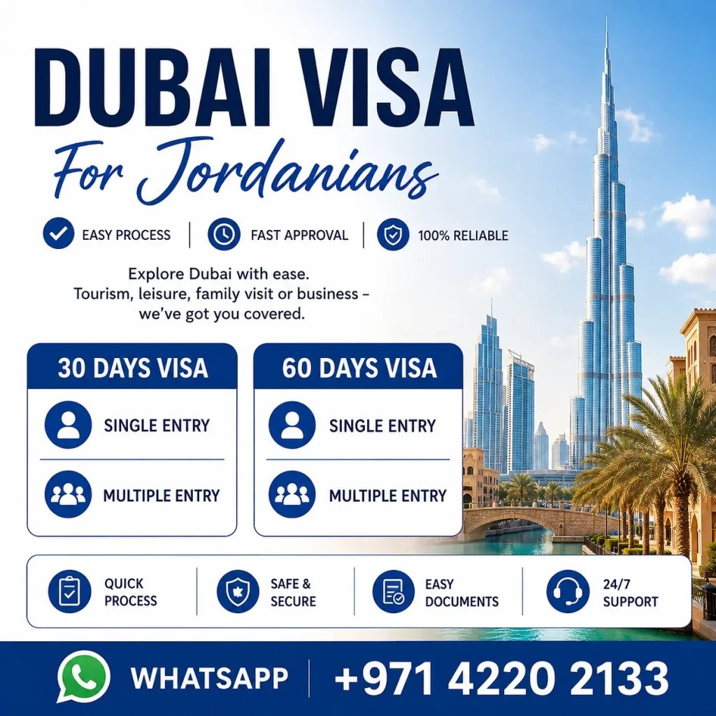 UAE Visa for Jordanians | Price from AED 450 1 Dubai visa afor Jordanians