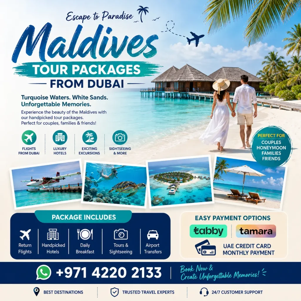 Maldives Tour Package from Dubai 1 Maldives tour packages from Dubai with tabby and tamara