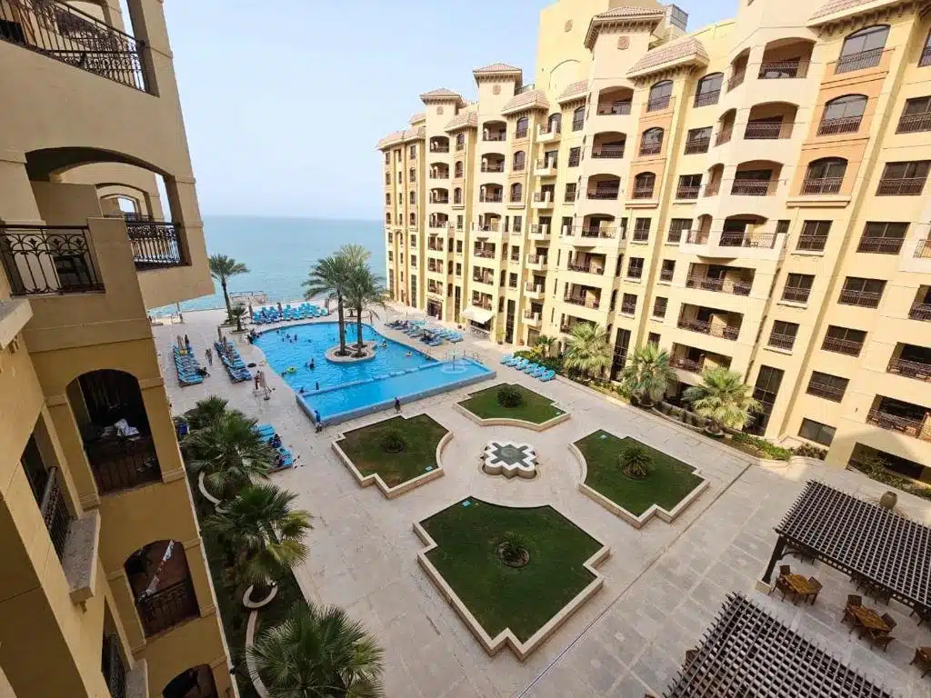 Al Marjan Island in Ras Al Khaimah 3 A modern resort lobby on Al Marjan Island providing travel assistance to guests.