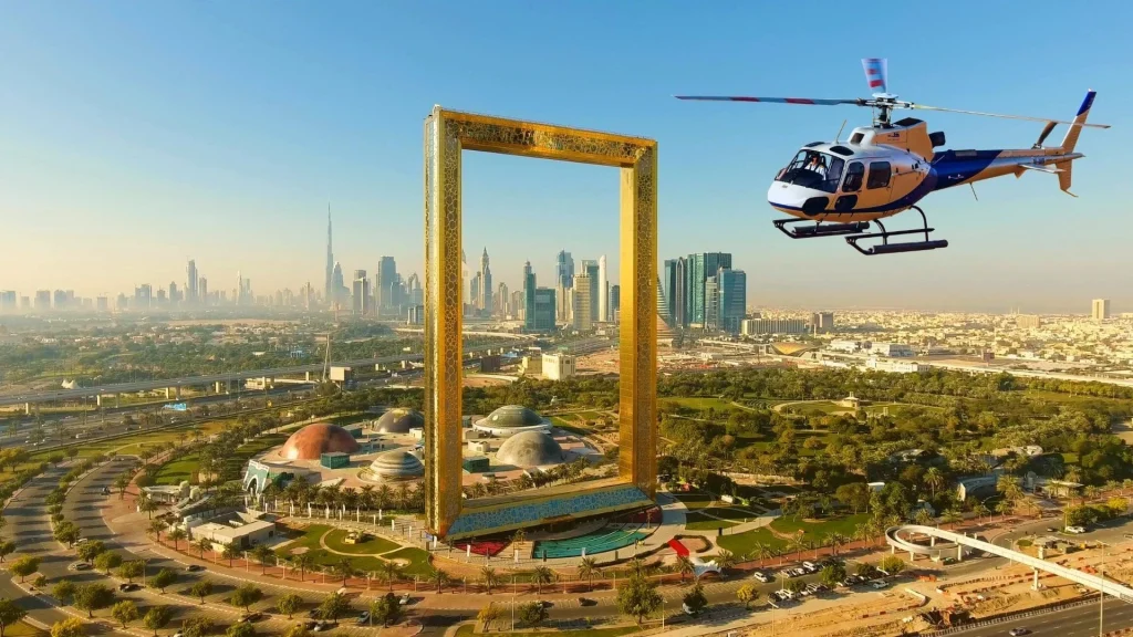 HeliDubai Helicopter Tour: Routes, Prices and Booking 3 HeliDubai helicopter tour passing Dubai Frame and Zabeel Park